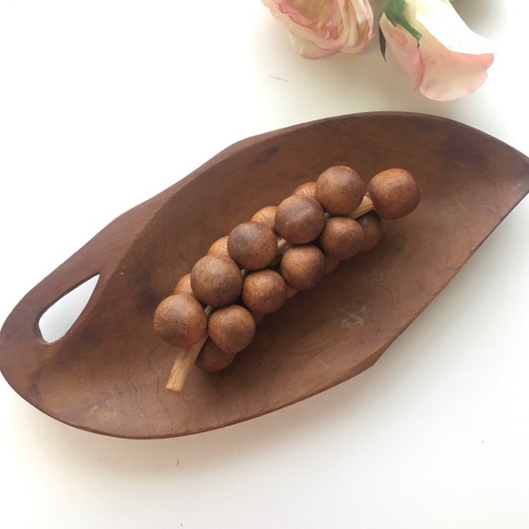 Alii Woods Honolulu Wood Grape Bunch & Bowl DECOR